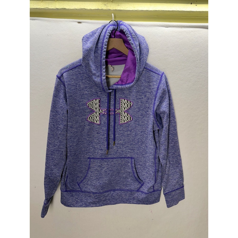 Under Armour Hoodie Women Medium Purple ColdGear Space Dye Logo Pullover 3507